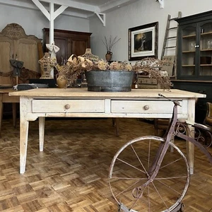 Large Antique Pine Table / Victorian Kitchen Prep Table - Picture 1 of 12