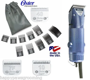 Oster A5 Turbo 2 Speed Clipper & 10,40,7F blades & 10 pc Snap On Guide Comb SET - Picture 1 of 8