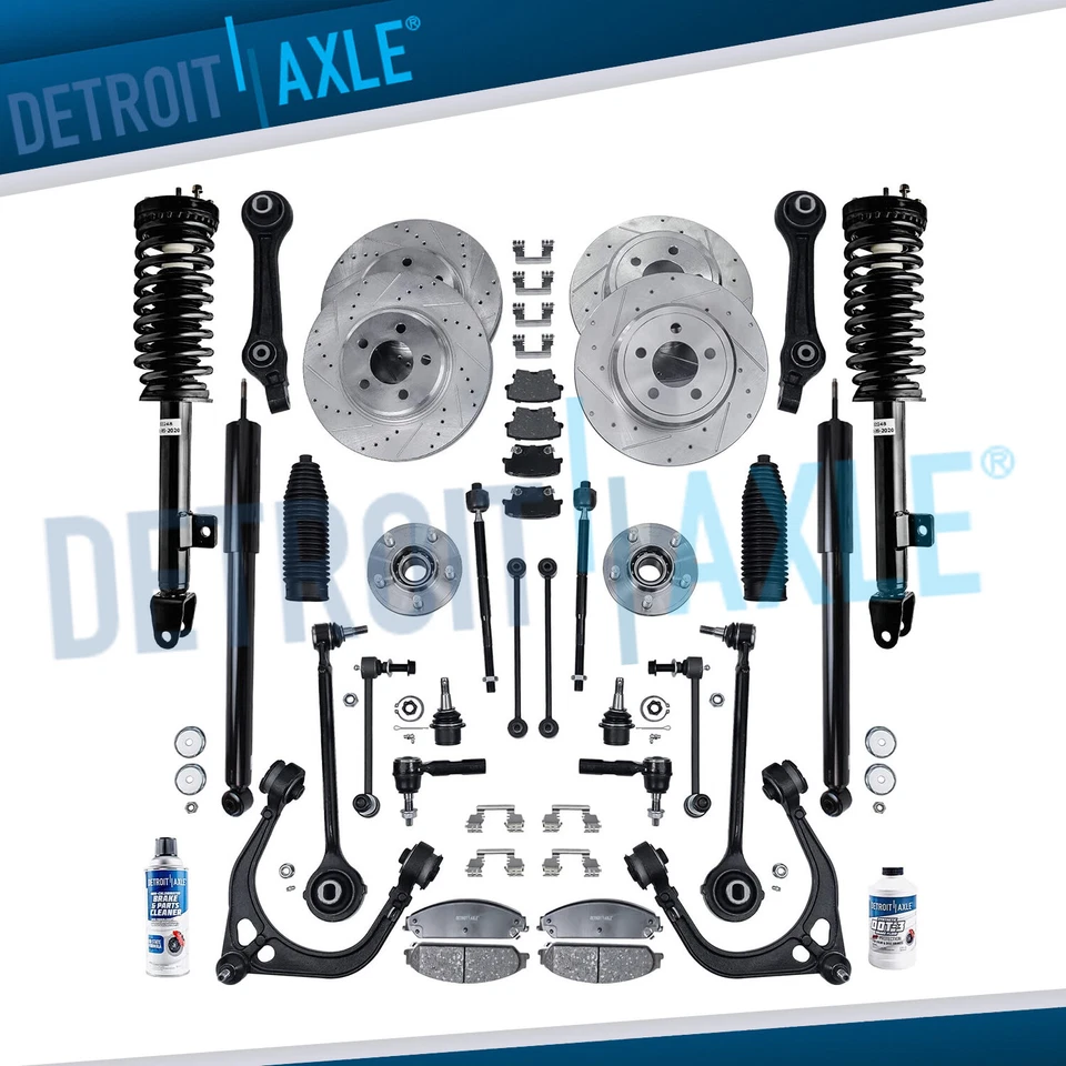 34pc Front & Rear Drilled Rotors Pads + Control Arms Struts Kit for 300 Charger — 第 1/4 张图片