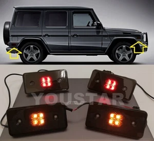 USA Stock 4 LED Side Marker Lights Amber & Red Smoked Lens Mercedes G Class W463 - Picture 1 of 12