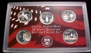 Juego de 5 monedas a prueba de cuarto de plata Statehood 2000-S en soporte de plástico original como nuevo - Imagen 1 de 2