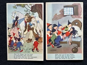 Artist Signed Willy Schermele Snow White And The Seven Dwarfs LOT 2 Antique - Picture 1 of 4
