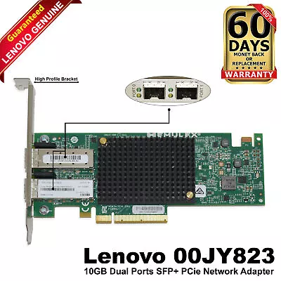 Lenovo Emulex VFA5 Dual-Port 10GbE SFP+ PCIe High-Profile Fabric Adapter 00JY823 - Image 1 of 4