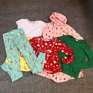 Hanna Andersson Girls 160 size 14 Lot Dress Pants Shirt Floral Stripes Red - Picture 1 of 14