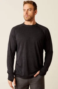 Ariat Rebar Rejilla Cuello Redondo Manga Larga Camisa Pulgar Reloj Agujeros MEDIANO Negro - Imagen 1 de 4