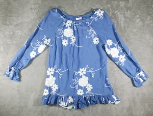 Top pulóver Ana & Rose para mujer escote medio elástico azul blanco bordado - Imagen 1 de 9