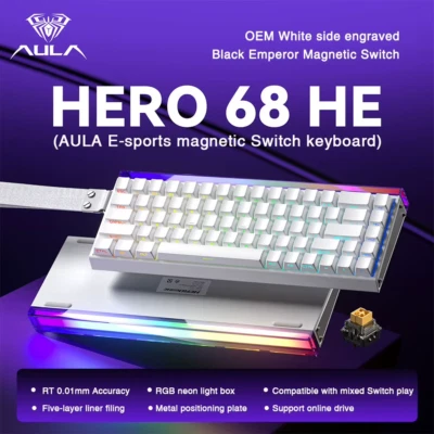 AULA HERO 68HE Magnetic Switch Keyboard Rapid Trigger 8K RGB Gaming Hot-Swap - Image 1 of 4