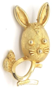 Mamselle Bunny Gold Gilded Tone Color Pin Brooch Jewelry - Foto 1 di 3