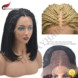 Lace Front Box Braided Cornrow Wig with Baby Hair for Black Women 16" Braids Wig - Picture 1 of 18