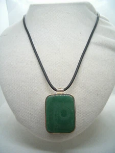 Ciondolo in Argento 925 con Avventurina naturale e Girocollo in Cauccù - Pietra - Picture 1 of 8