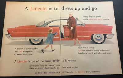 Lincoln Premiere Model Range 1956 - Arte de pared anuncio impreso en color original vintage Foto 1 de 4