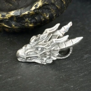 Anhänger Silber 925 Drachenkopf 30 mm x 14 mm geschwärzt Wikinger mit Band - Bild 1 von 7