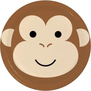 Animal Faces Monkey 7 Inch Paper Plates 8 Pack Safari Jungle Party Supplies - Picture 1 of 2