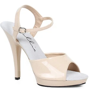 BLACK or NUDE PATENT WIDE WIDTH 5" HEEL SANDAL Sz 6 7 8 9 10 11 12 13 14 - Picture 1 of 2