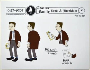 Addams Family Dead & Breakfast MODEL SHEET - MR. LIMP TURNS HB 1992 - Picture 1 of 1