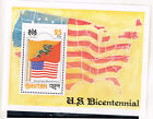 Bhutan and US Flags Map Souvenir Sheet 1976 MNH