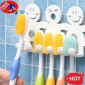 Toothbrush Holder Wall Mounted 5 Position Cute Cartoon Smile Bathroom Sets Acces - Picture 1 of 5
