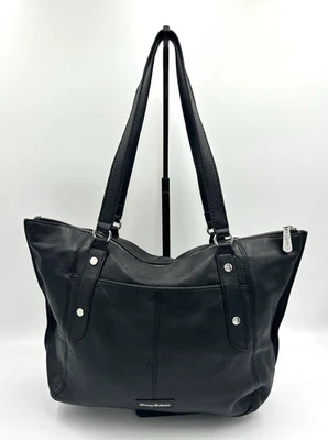 Bolso de mano Tommy Bahama de cuero negro Foto 1 de 4