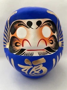 4,3 Zoll hohe Daruma Puppe blaue Farbe Wunsch machen Glück Hergestellt in Japan - Bild 1 von 16