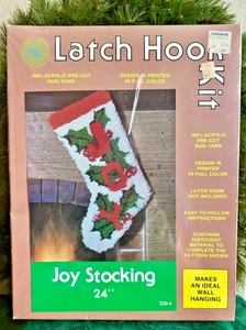 NIB Rainbow Mills 24in Joy Stocking #203-4 Latch Hook Kit Sealed Vintage - Picture 1 of 4