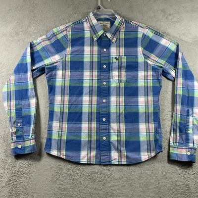 Abercrombie & Fitch Muscle Shirt Men 2XL Plaid Button Down Colorful LS READ - Image 1 of 4