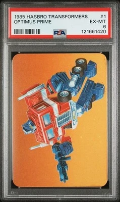 1985 Hasbro OPTIMUS PRIME Transformers RC Rookie Card Series 1 # 1 Graded PSA 6 - Image 1 of 2