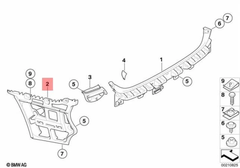 Guía original BMW E90 316i 318d 318i 320d 320i para parachoques lado izquierdo 51127058519 Foto 1 de 1