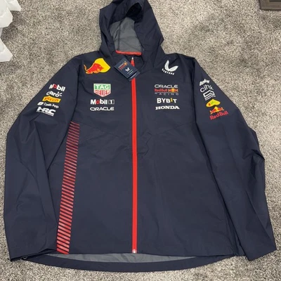 Red Bull Racing F1 Castore F1 Navy Redbull Rain Jacket Parka Coat Mens 4XL New - Image 1 of 4