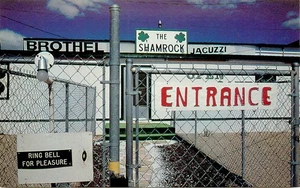 KLEEBLATTBORDELL, LATHROP WELLS, NEVADA, POSTKARTE (EO79) - Bild 1 von 2