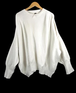 Túnica Free People Easy Street acanalada gran tamaño blanca preppy años 90 talla L - Imagen 1 de 7