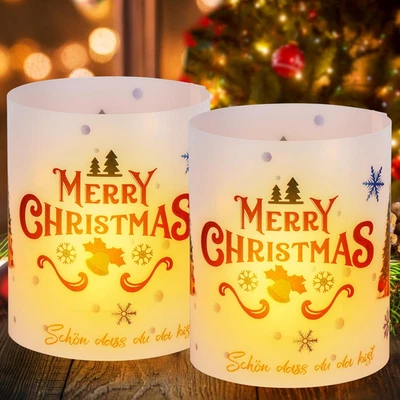 12 Pcs Windlicht Tischdeko Weihnachten Set Schön Dass Du Da Bist - Bild 1 von 4