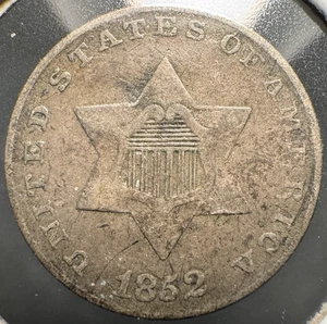 1852 TRIME 3 THREE CENTS SILVER NICE SHAPE! - Bild 1 von 2