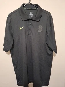 Nike Dri-Fit Polo Size LG Short Sleeve Baseball MLB BOSTON RED SOX - BLACK - Picture 1 of 4