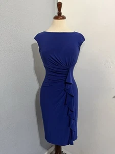 American Living Women Elegant Blue Cap Sleeve Formal Stretch Dress Size 2 - Picture 1 of 16