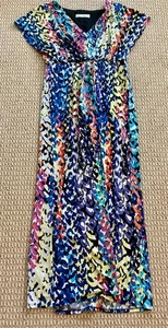 Trina Turk Womens Graphic Print Maxi Dress V-Neck Sleeveless Large  Multicolor - Picture 1 of 6