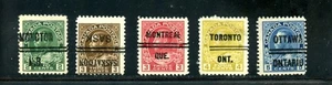 LOT 30917 USED FIVE PRECANCELS CANADA - Picture 1 of 1