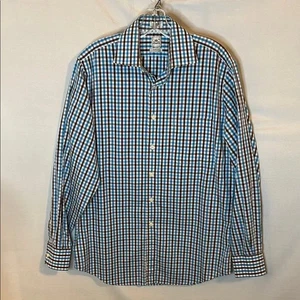Peter Millar Herren Hemd Knopfleiste Med NanoLuxe Blau Braun Freizeit Langarm - Bild 1 von 4