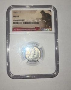 1943 1C Lincoln 75th Anniversary Steel Cent NGC MS65 Label Gr8 4 Collectors! - Picture 1 of 8