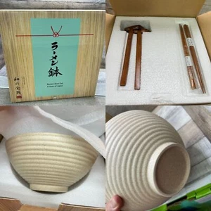 SET of 2 Ramen Noodle Rice Bowls ceramic with sticks and tools broth spoon - Picture 1 of 7