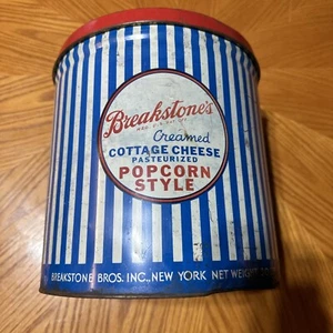 Vintage Breakstone’s Creamed Cottage Cheese Popcorn Style 30 lb Tin 10.5x10.75” - Picture 1 of 8