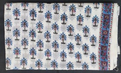 Indian Print Hand Block Printed Cotton Fabric  - Image 1 of 4