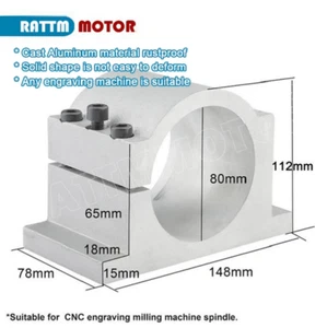 Soporte de abrazadera de montaje de aluminio con motor de husillo de 80 mm cuello europeo para enrutador CNC - Imagen 1 de 5