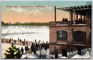 Vintage Buffalo New York NY Winterszene Delaware Park 1910er Ansicht antike Postkarte - Bild 1 von 2