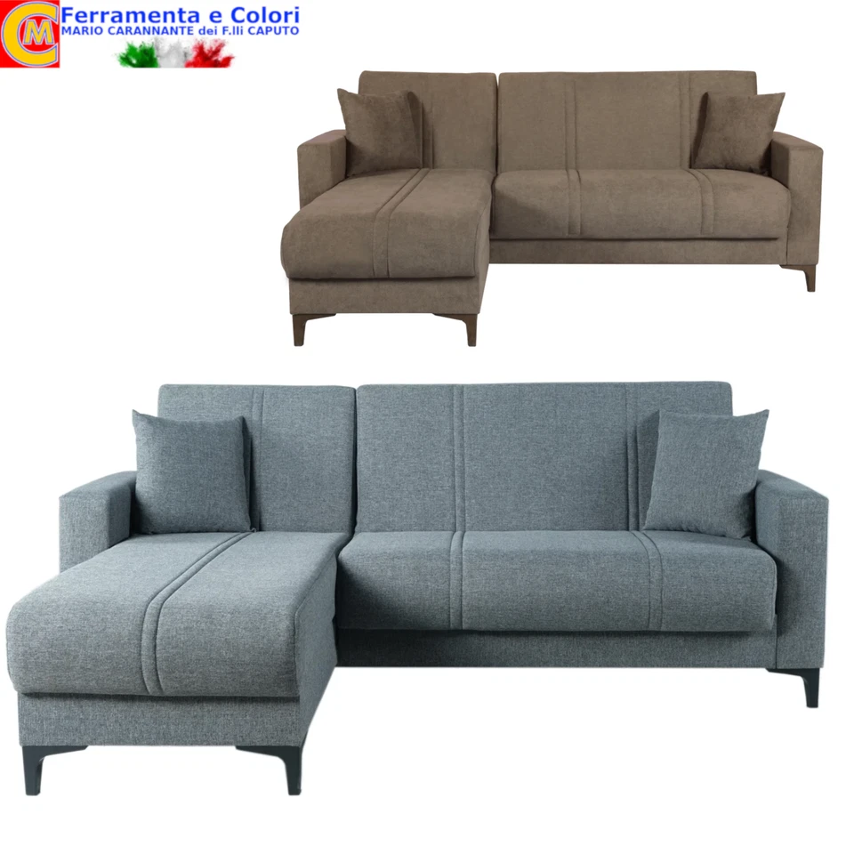 Divano Letto  Con Penisola 3 Posti Angolare Reversibile Contenitore Prontoletto - Immagine 1 di 1