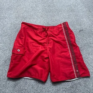 Quiksilver Shorts Adult XL Extra Large Red Lined Board Swim Trunks 8 in Mens - Picture 1 of 12