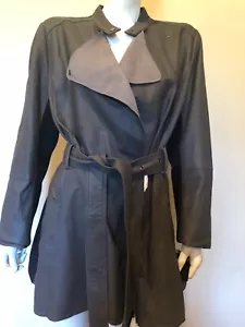 Bernardo cappotto colletto drappeggio pelle bicolore grigio taglia XL giacca $249 - Foto 1 di 9