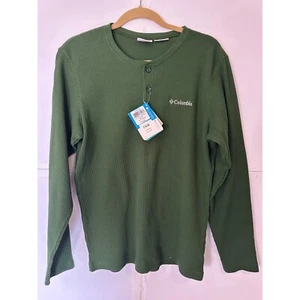 Columbia Waffle Knit Henley Long Sleeve Button Up Shirt Casual Top NWT Mens S - Picture 1 of 5