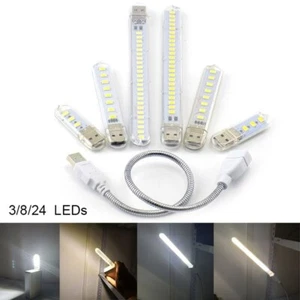 Portable Bright 3/8/24 LED Night Light 5V USB Table Lamp for PC Laptop Reading - Picture 1 of 18