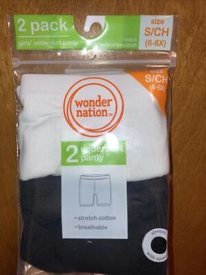 Wonder Nation Girls Size S 6-6X Black And White 2-Pack Underskirt Panties  - Image 1 of 2