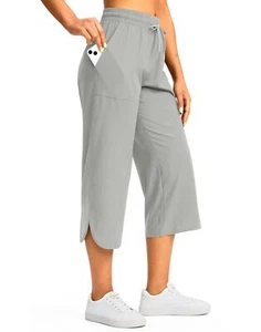 Women's Capri Pants with Pockets Loose Lightweight Hiking Travel Pants Wide L... - Picture 1 of 7